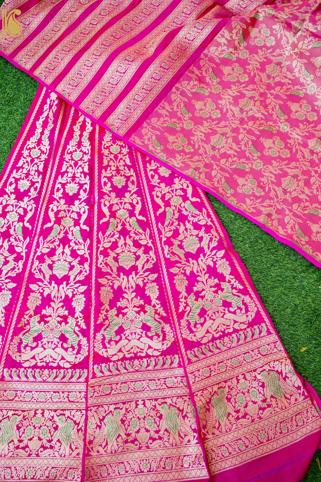 Handloom Banarasi Katan SIlk Kalidar Shikargah Lehenga