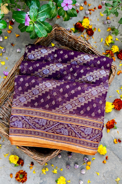 Banarasi Cotton Handloom Jamdani Ektara Saree