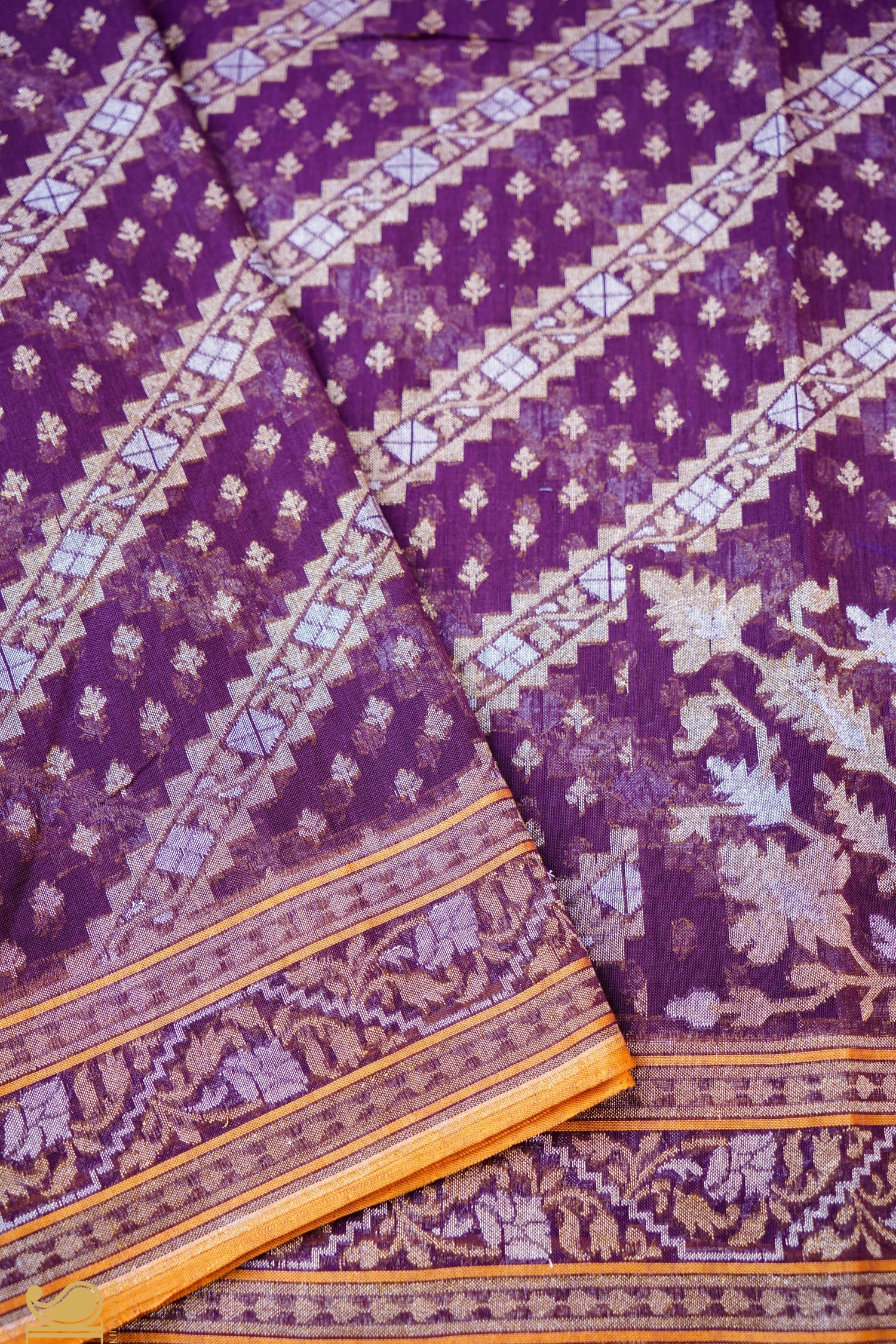 Banarasi Cotton Handloom Jamdani Ektara Saree