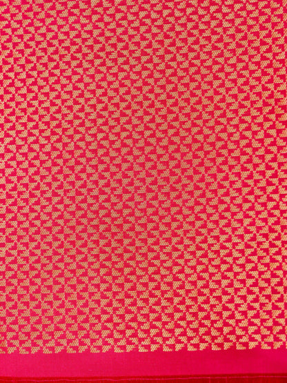 Handwoven Banarasi Katan Silk Double Tani Saree in Cerise Pink
