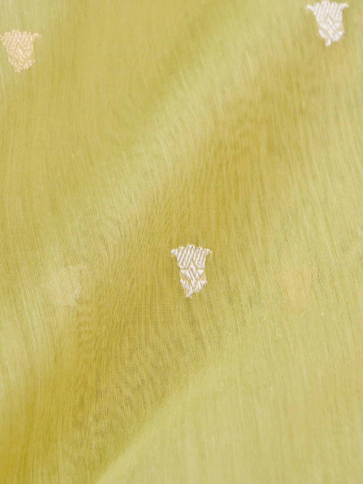 Handwoven Banarasi Kora Cotton Kadwa Booti Saree in Butter Yellow