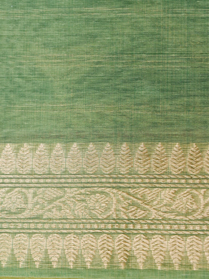 Handwoven Banarasi Kora Cotton Kadwa Booti Saree in Butter Yellow