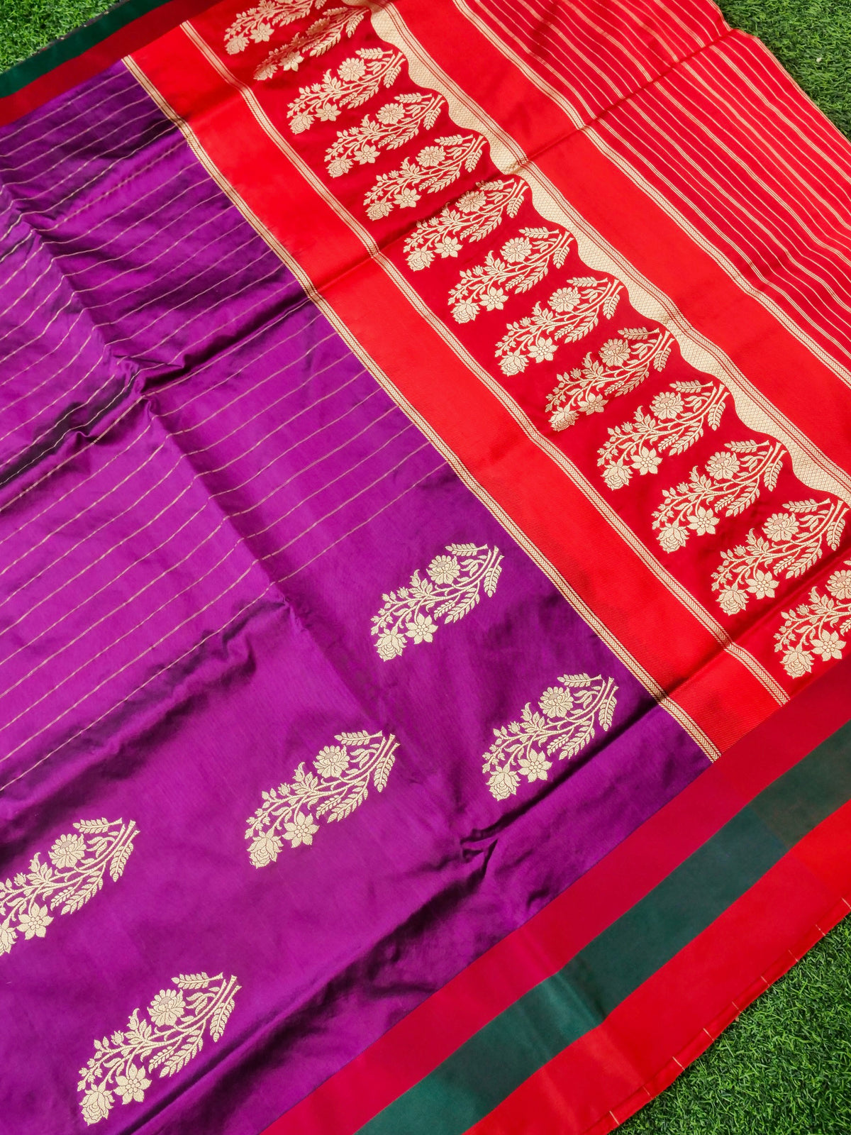 Handwoven Banarasi Katan Satin Silk Kadwa Boota Saree in Purple