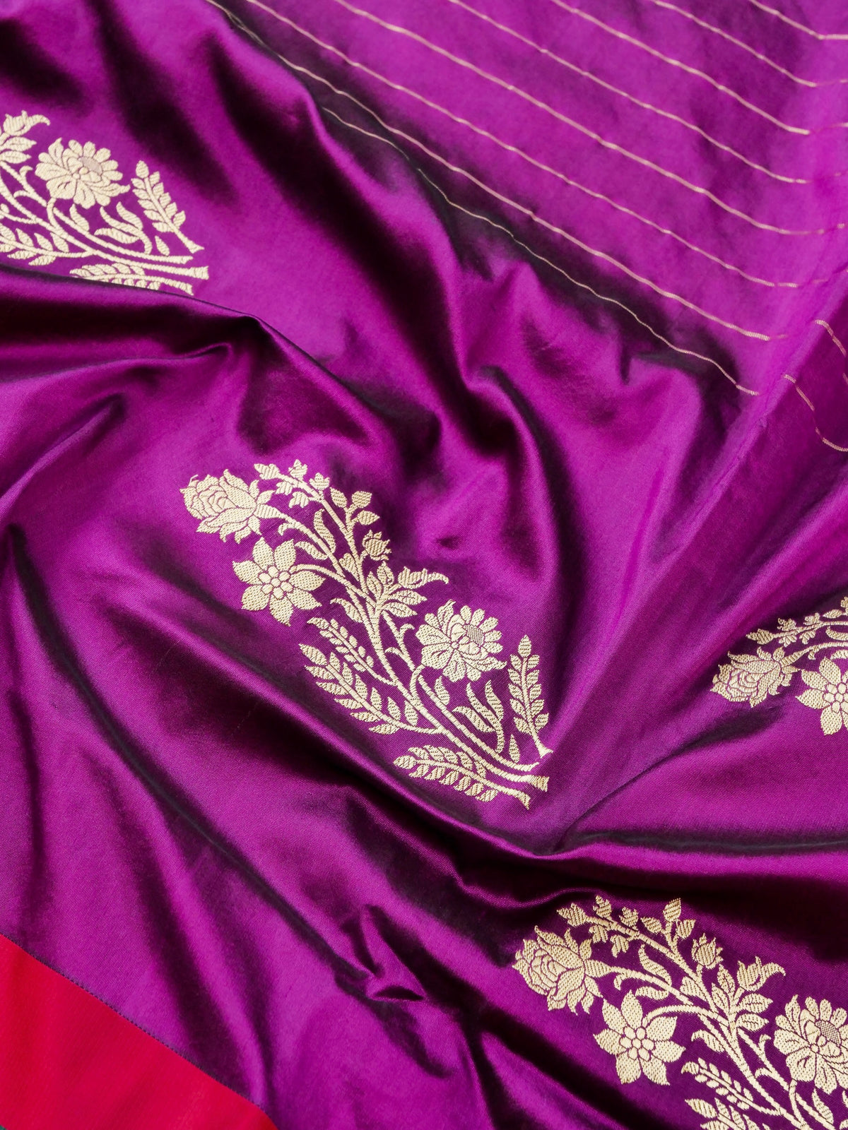 Handwoven Banarasi Katan Satin Silk Kadwa Boota Saree in Purple
