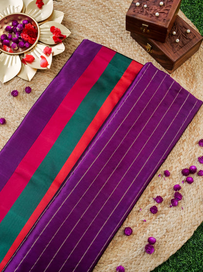 Handwoven Banarasi Katan Satin Silk Kadwa Boota Saree in Purple