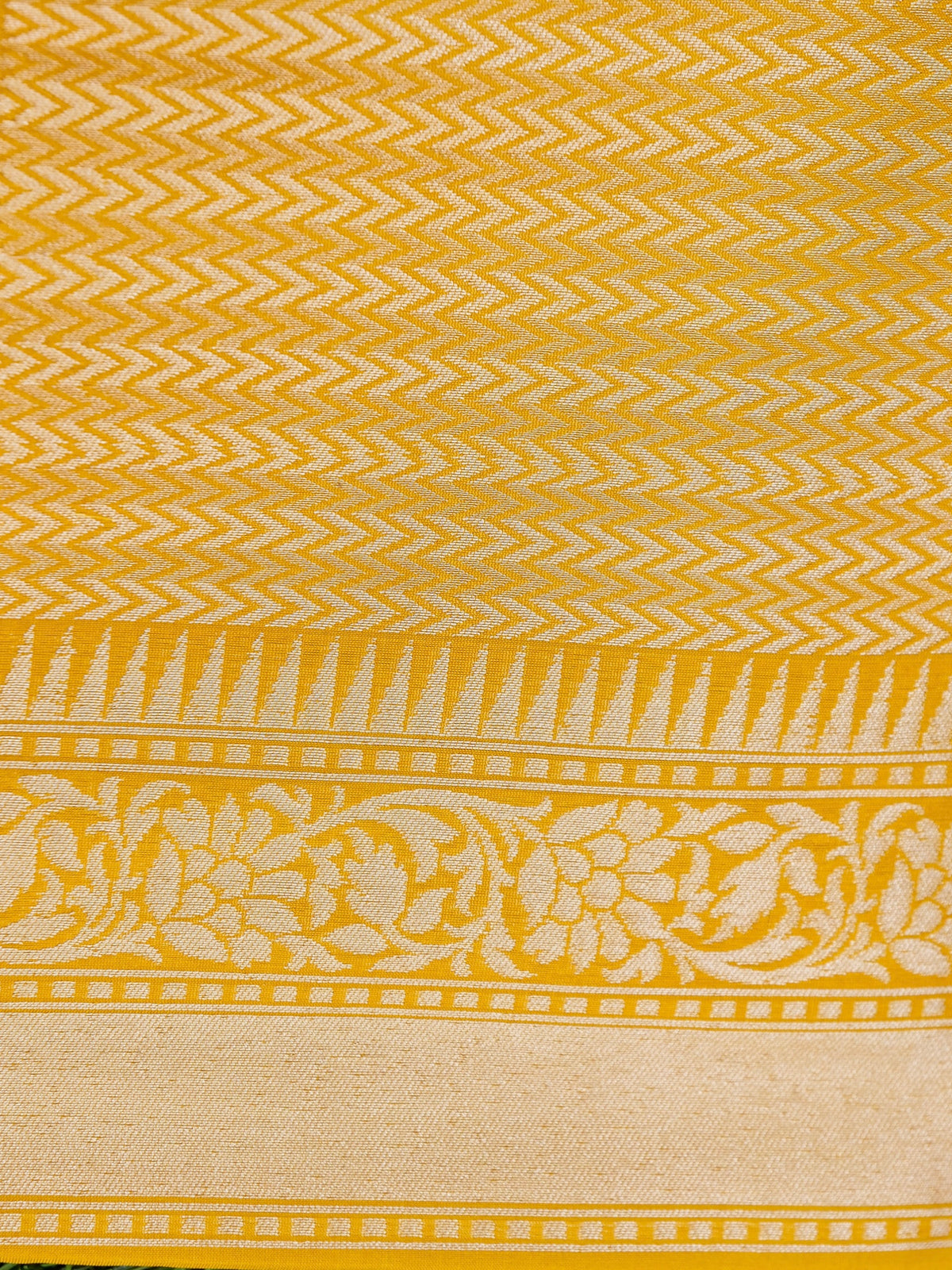 Handwoven Banarasi Katan Silk Tissue Tilfi Skirt Border Saree in Antique Gold