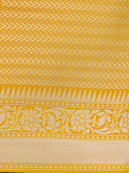 Handwoven Banarasi Katan Silk Tissue Tilfi Skirt Border Saree in Antique Gold
