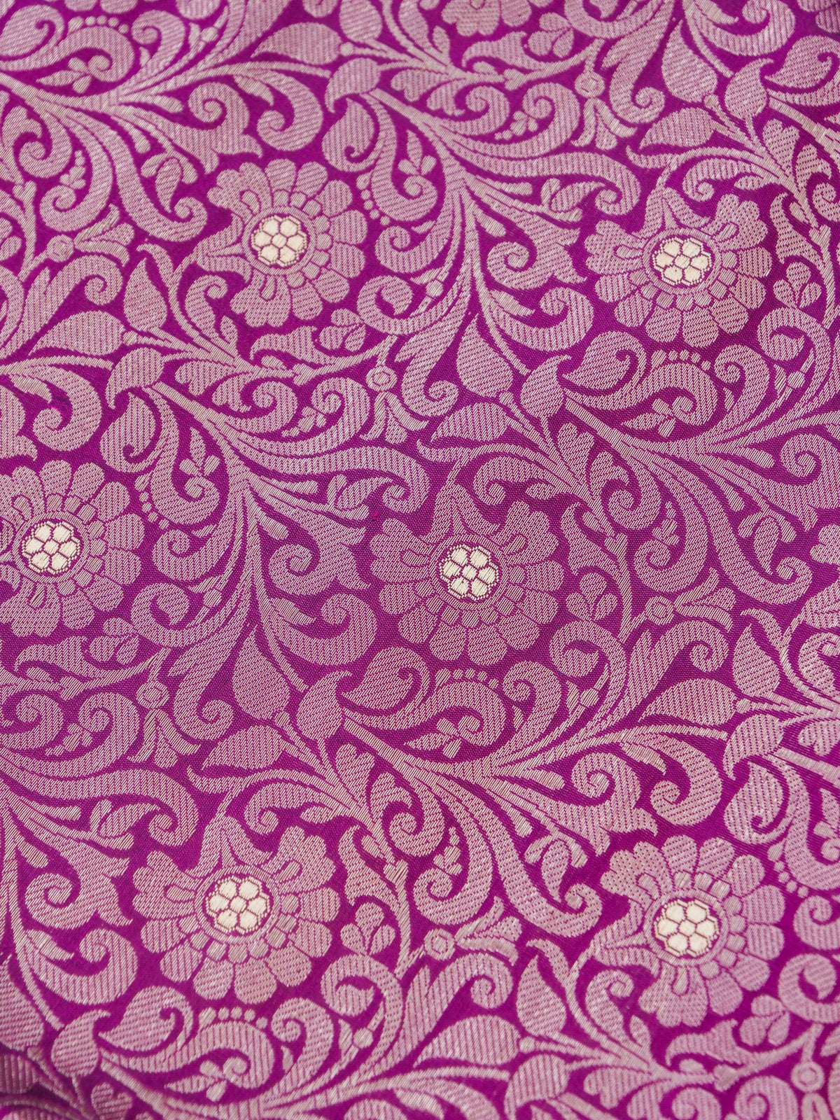 Handwoven Banarasi Tanchoi Silk Saree with Mina Border in Magenta
