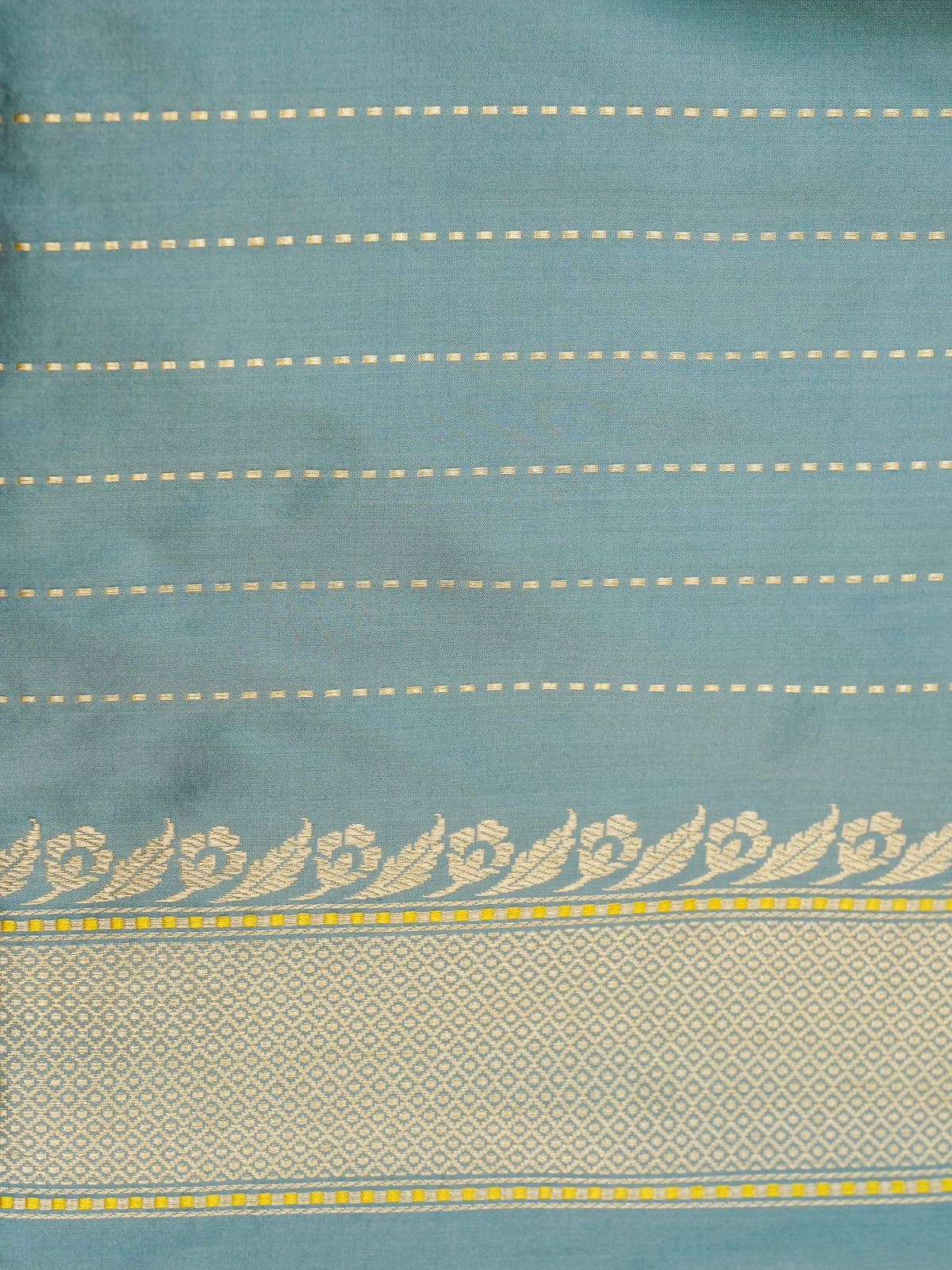 Handwoven Banarasi Katan Silk Tanchoi Tilfi Border Saree in Duck Egg Blue