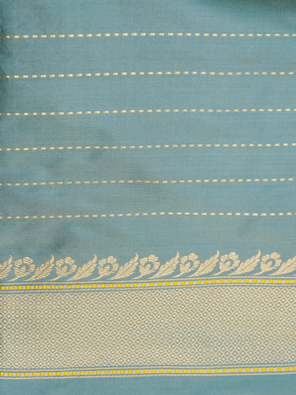 Handwoven Banarasi Katan Silk Tanchoi Tilfi Border Saree in Duck Egg Blue