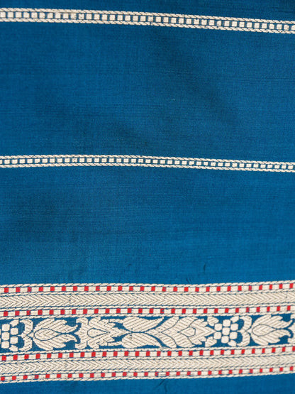 Handwoven Banarasi Katan Silk Kadwa Booti Saree with Tilfi Skirt Border in Sapphire Blue