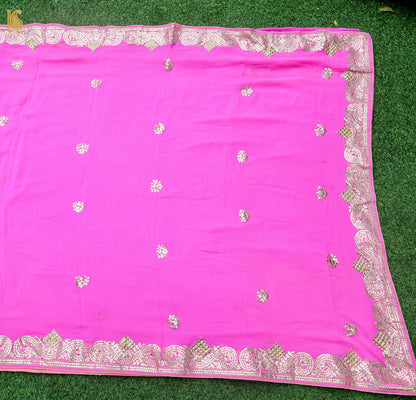 Hand Embroidered Georgette Saree in Pink