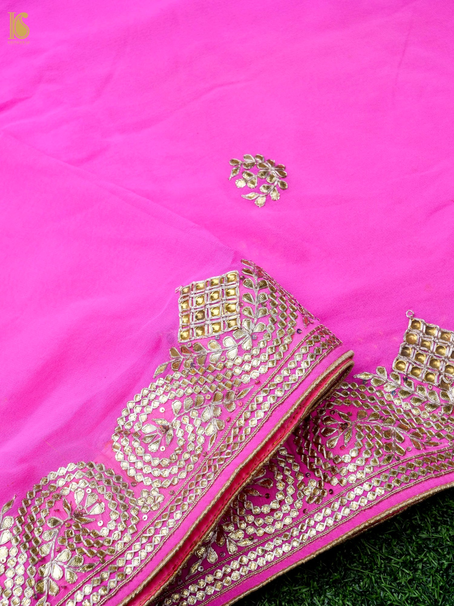 Hand Embroidered Georgette Saree in Pink