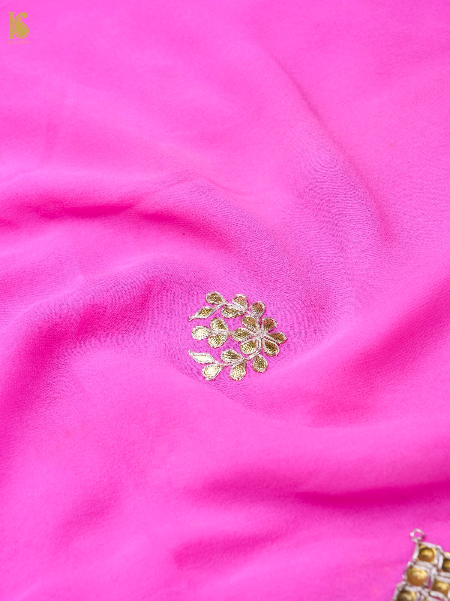 Hand Embroidered Georgette Saree in Pink