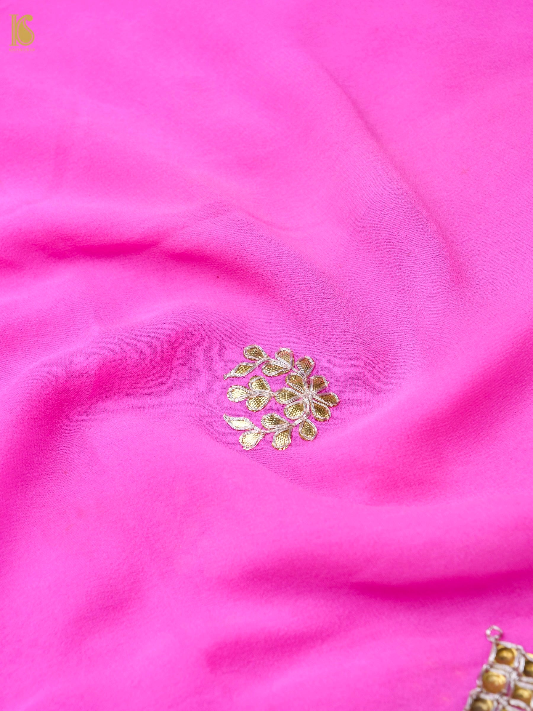 Hand Embroidered Georgette Saree in Pink