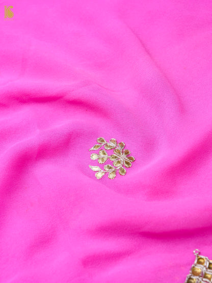 Hand Embroidered Georgette Saree in Pink