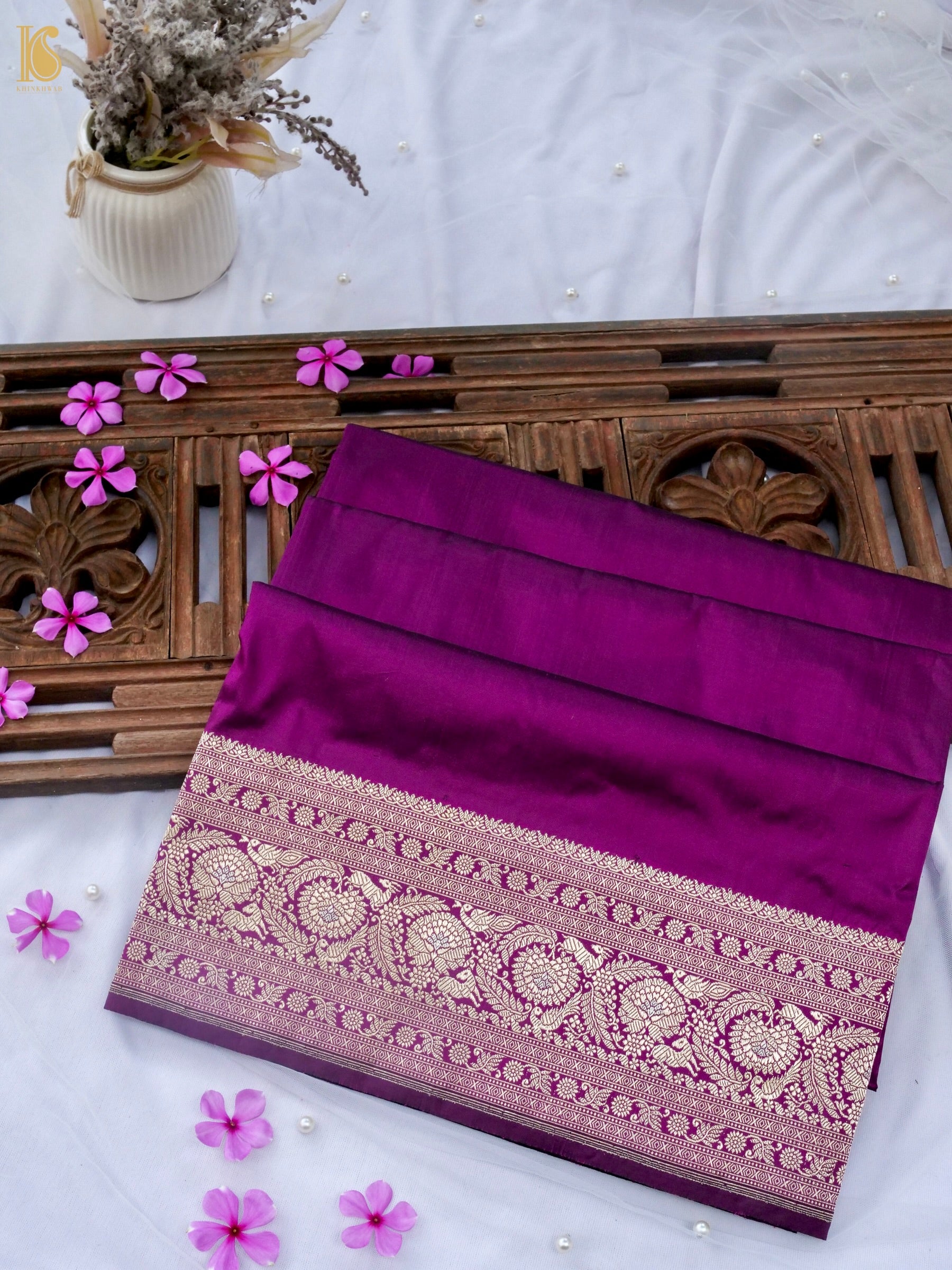 Handloom Kadwa Katan Silk Banarasi Saree in Purple
