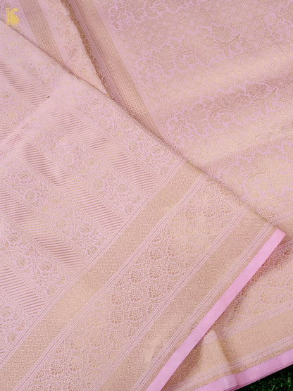 Handloom Banarasi Katan Brocade Saree in Blush Pink
