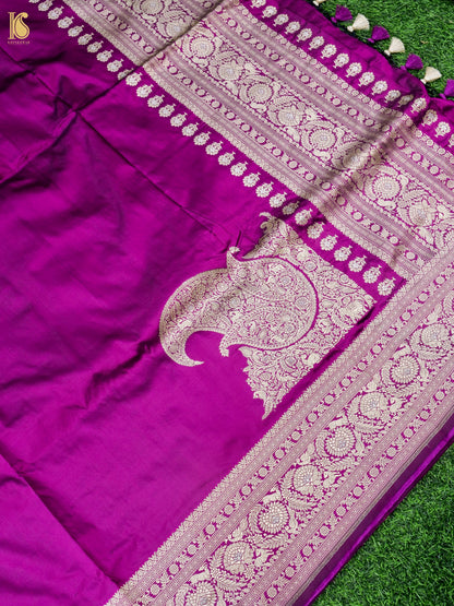 Handloom Kadwa Katan Silk Banarasi Saree in Purple