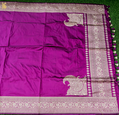 Handloom Kadwa Katan Silk Banarasi Saree in Purple
