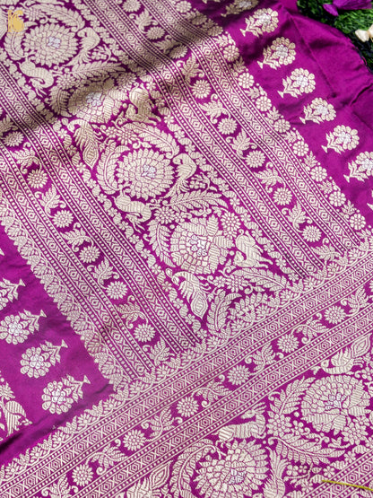 Handloom Kadwa Katan Silk Banarasi Saree in Purple