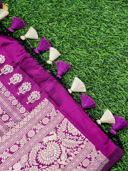 Handloom Kadwa Katan Silk Banarasi Saree in Purple
