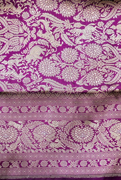 Handloom Kadwa Katan Silk Banarasi Saree in Purple