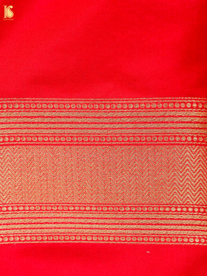 Handwoven Banarasi Zari Tanchoi Silk Saree in Red