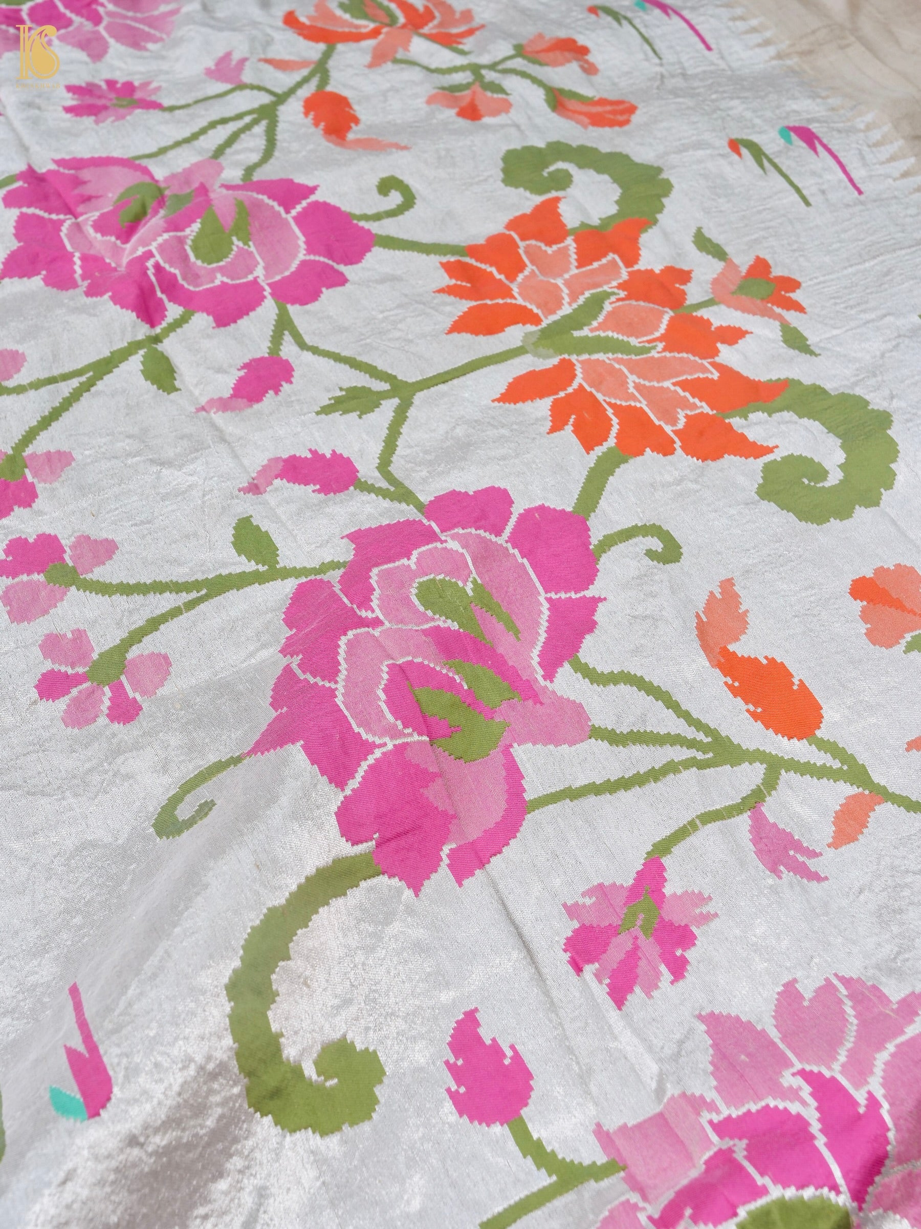 Handwoven Banarasi Tussar Silk Muniya Saree in Beige