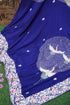Handcrafted Parsi Gara Pure Crepe Saree in Royal Blue - Khinkhwab