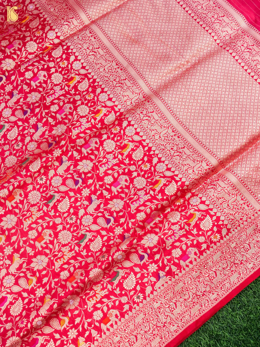 Handloom Banarasi Katan Shikargah Saree