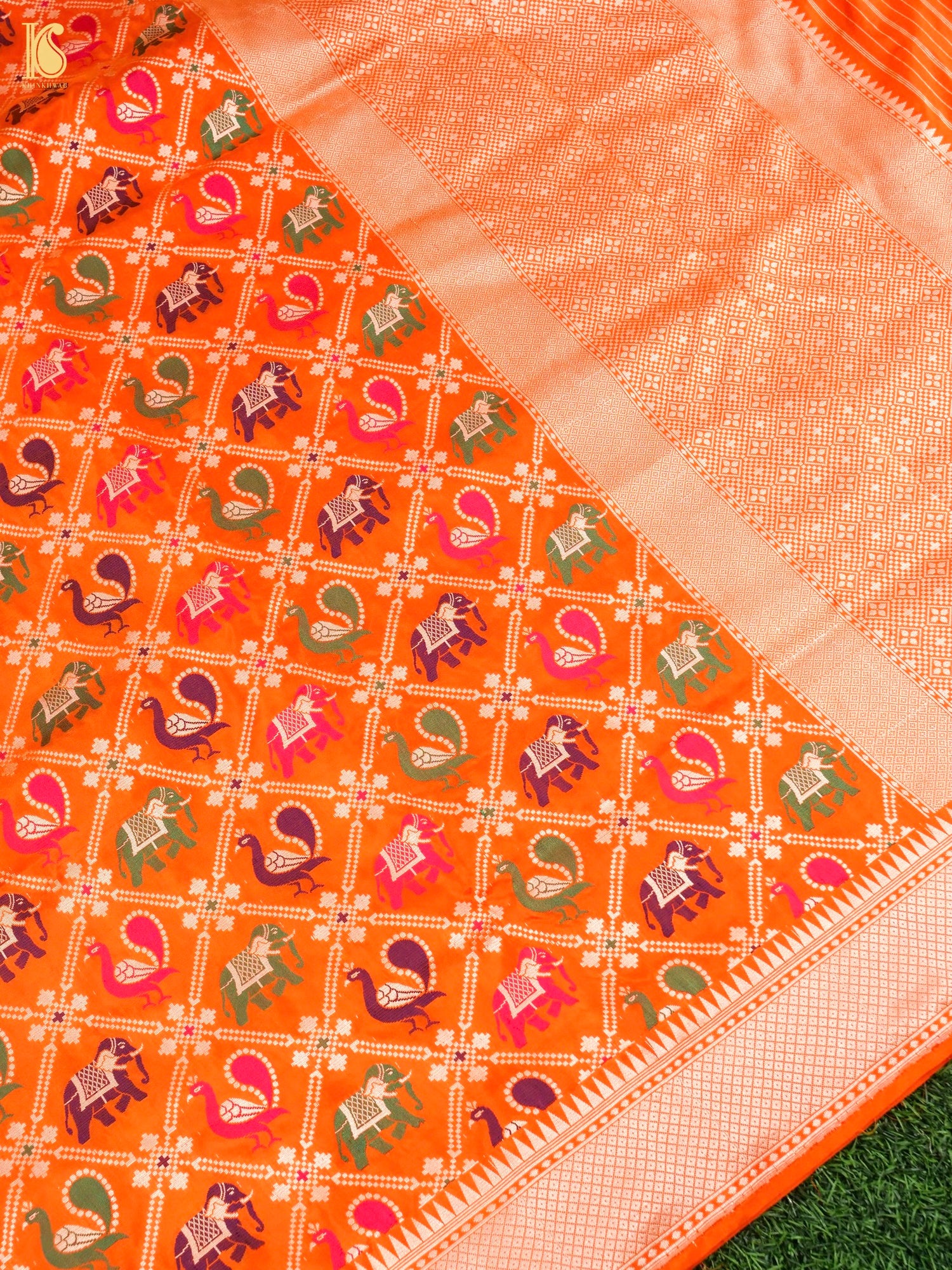 Handloom Banarasi Katan Shikargah Saree