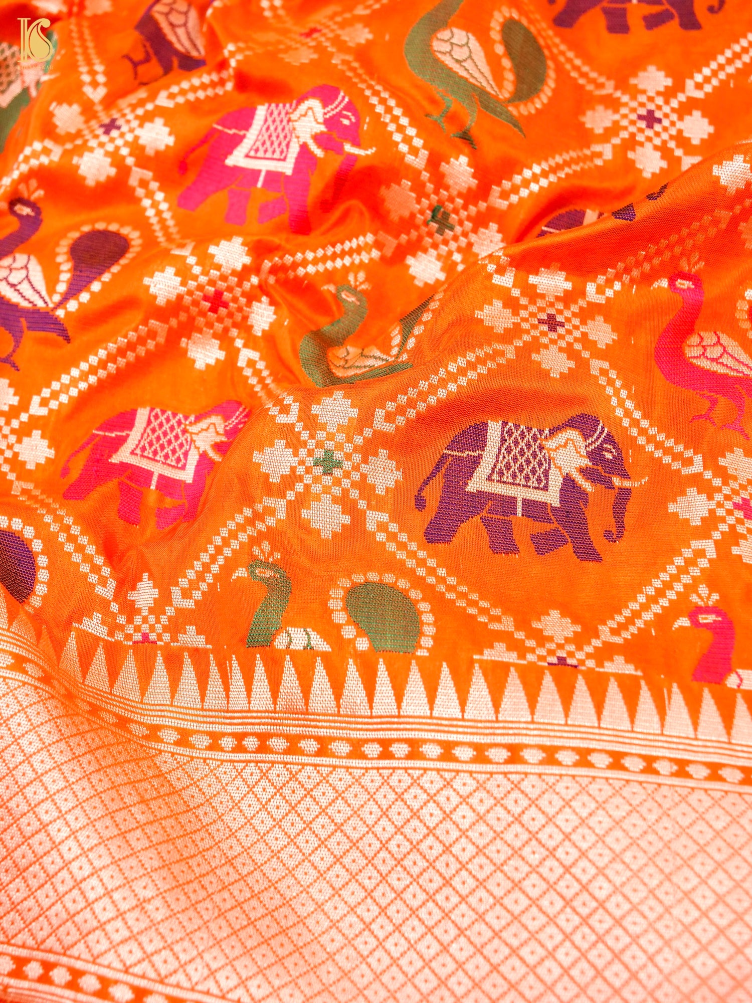 Handloom Banarasi Katan Shikargah Saree