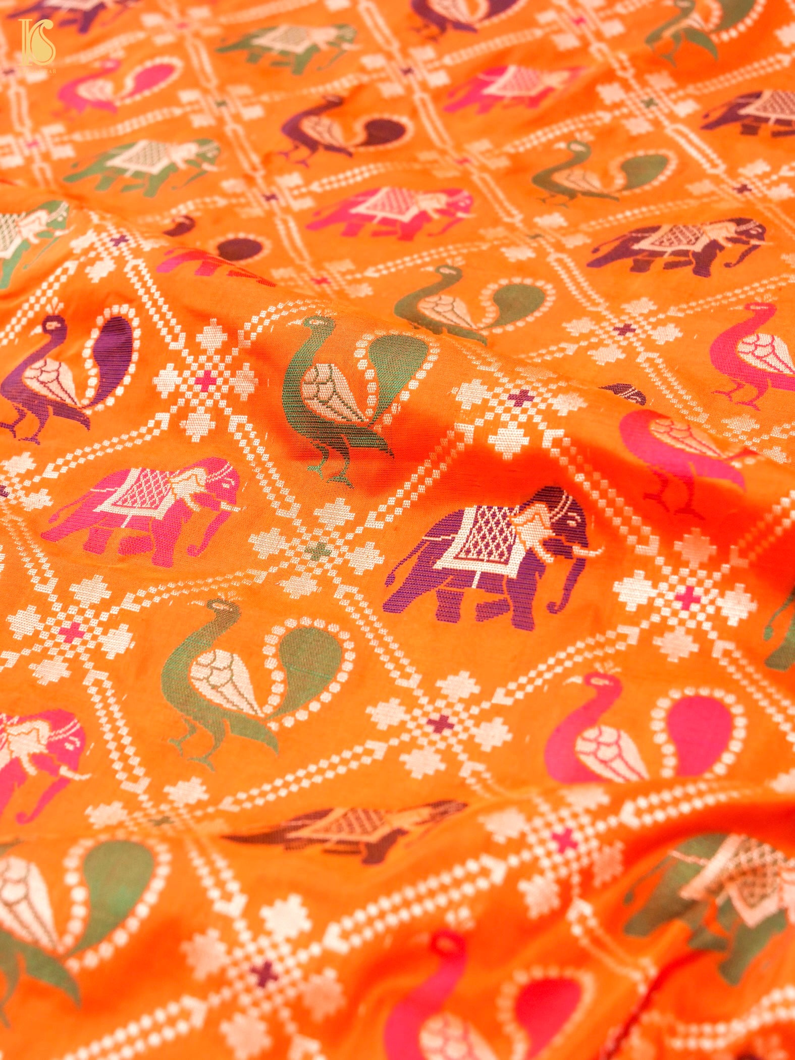 Handloom Banarasi Katan Shikargah Saree