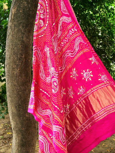 Gajji Silk Bandhani Gotta Patti Work Dupatta