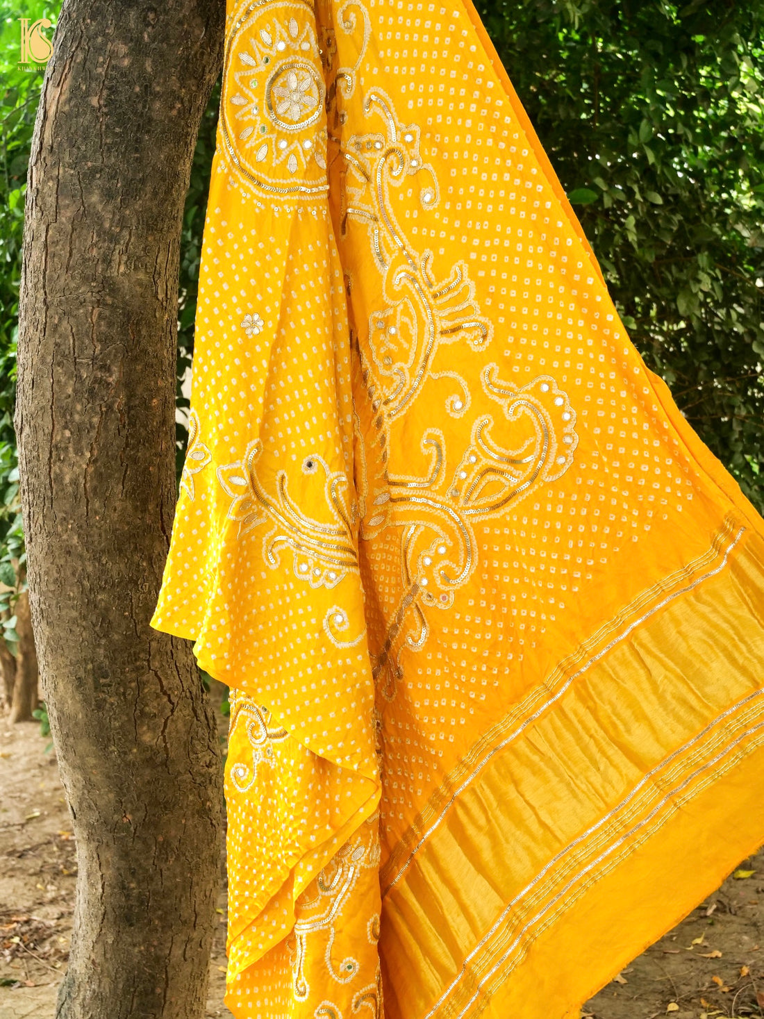 Gajji Silk Bandhani Gotta Patti & Mirror Work Dupatta