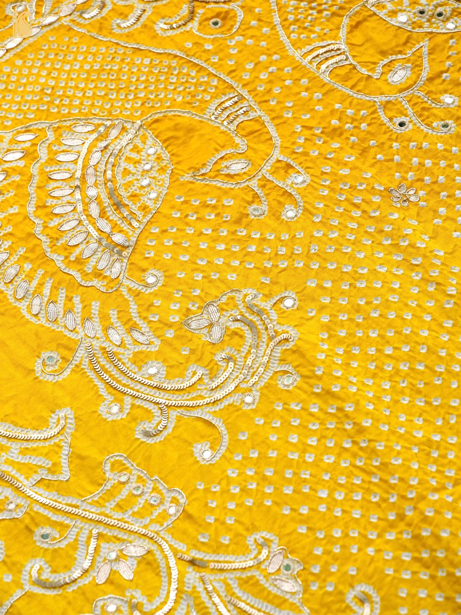 Gajji Silk Bandhani Gotta Patti &amp; Mirror Work Dupatta