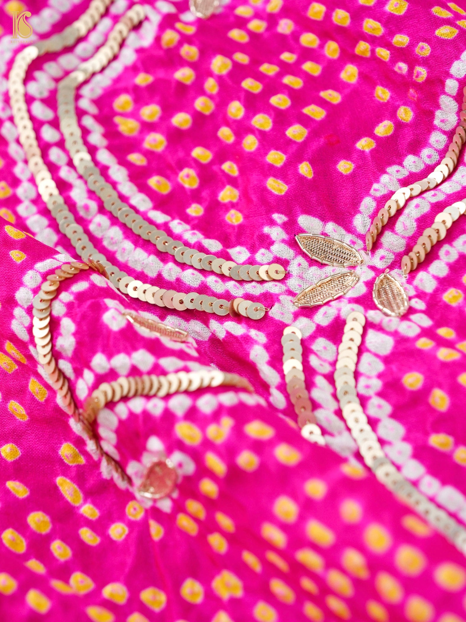 Gajji Silk Bandhani Gotta Patti Work Dupatta