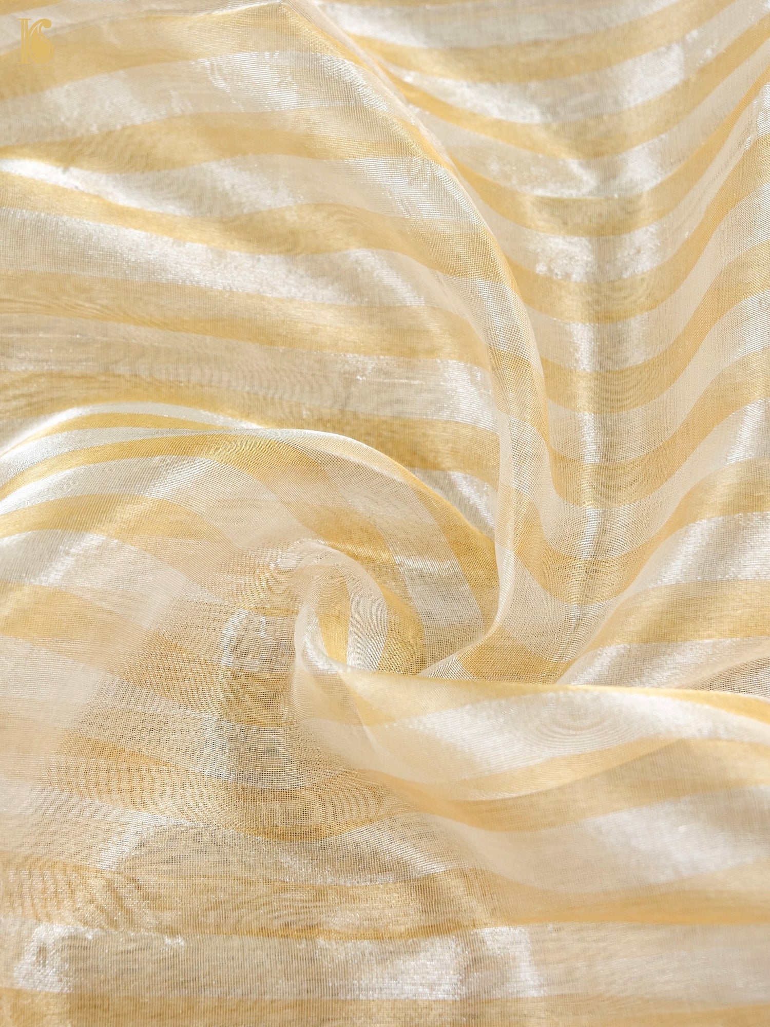 Gold Stripes Pure Tissue by Silk Fabric