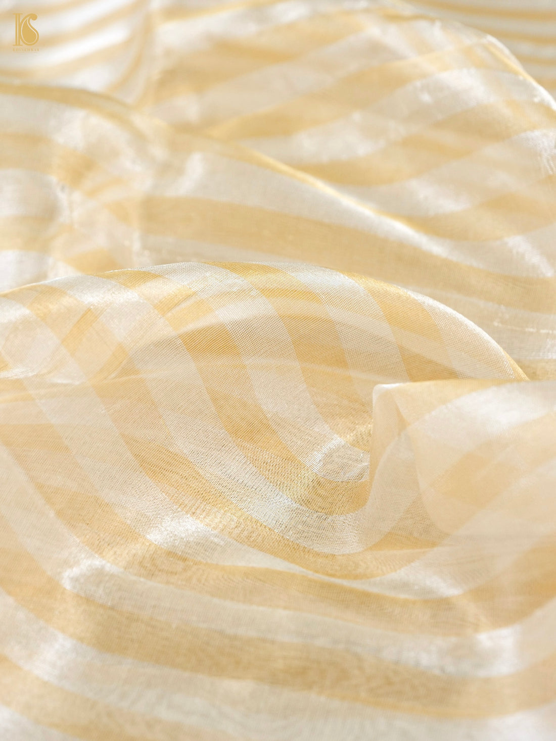 Gold Stripes Pure Tissue by Silk Fabric