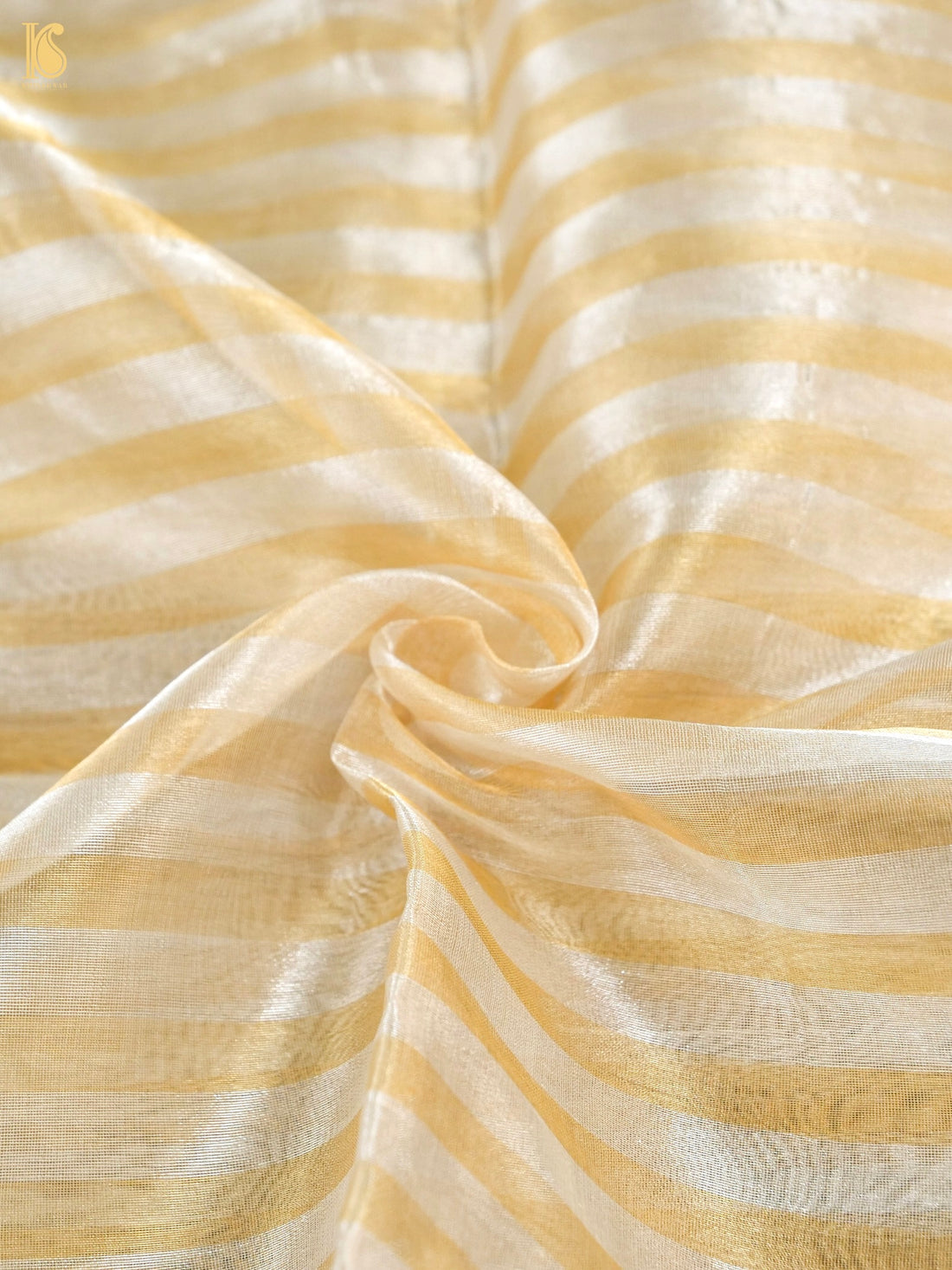 Gold Stripes Pure Tissue by Silk Fabric