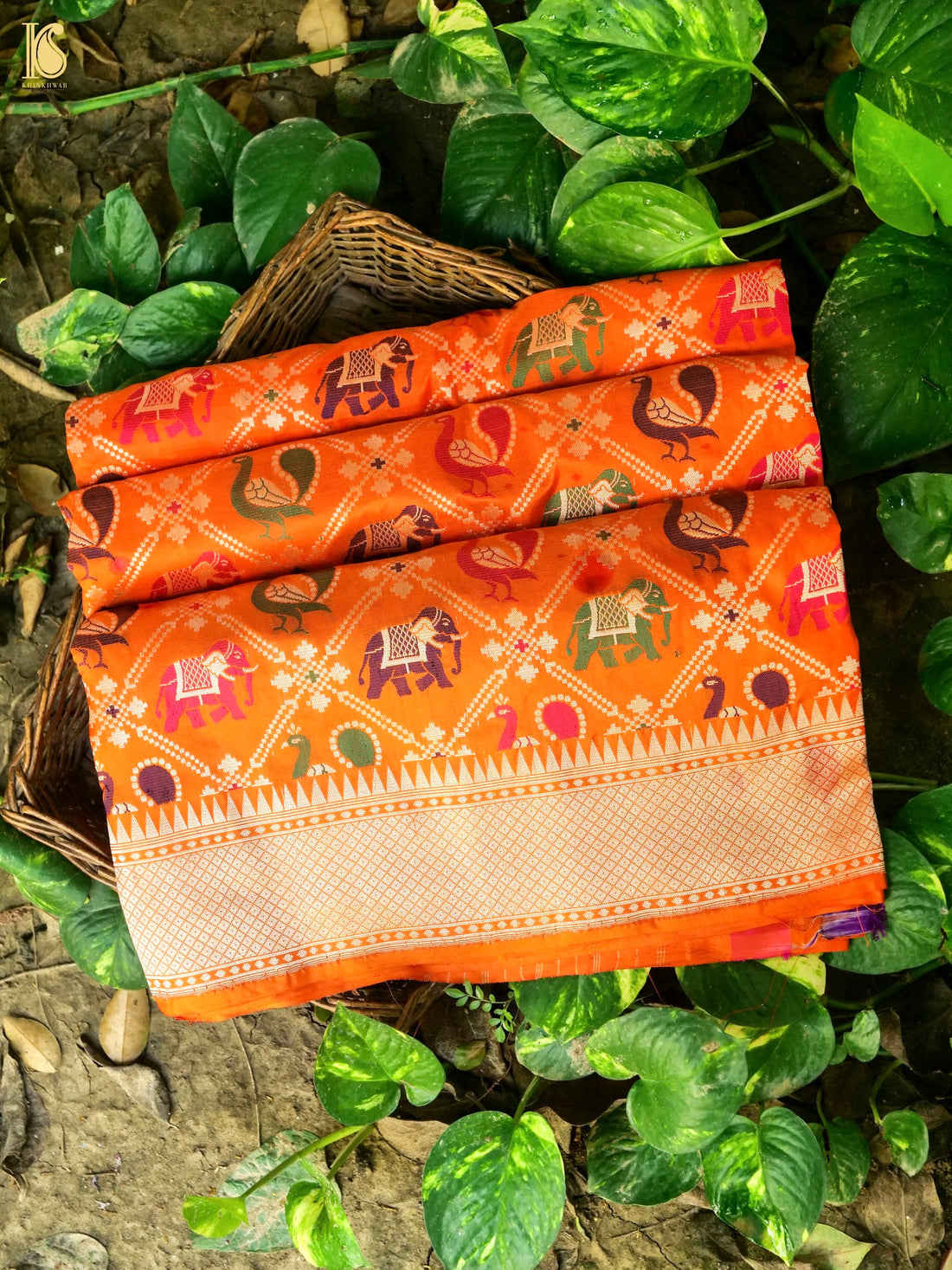 Handloom Banarasi Katan Shikargah Saree