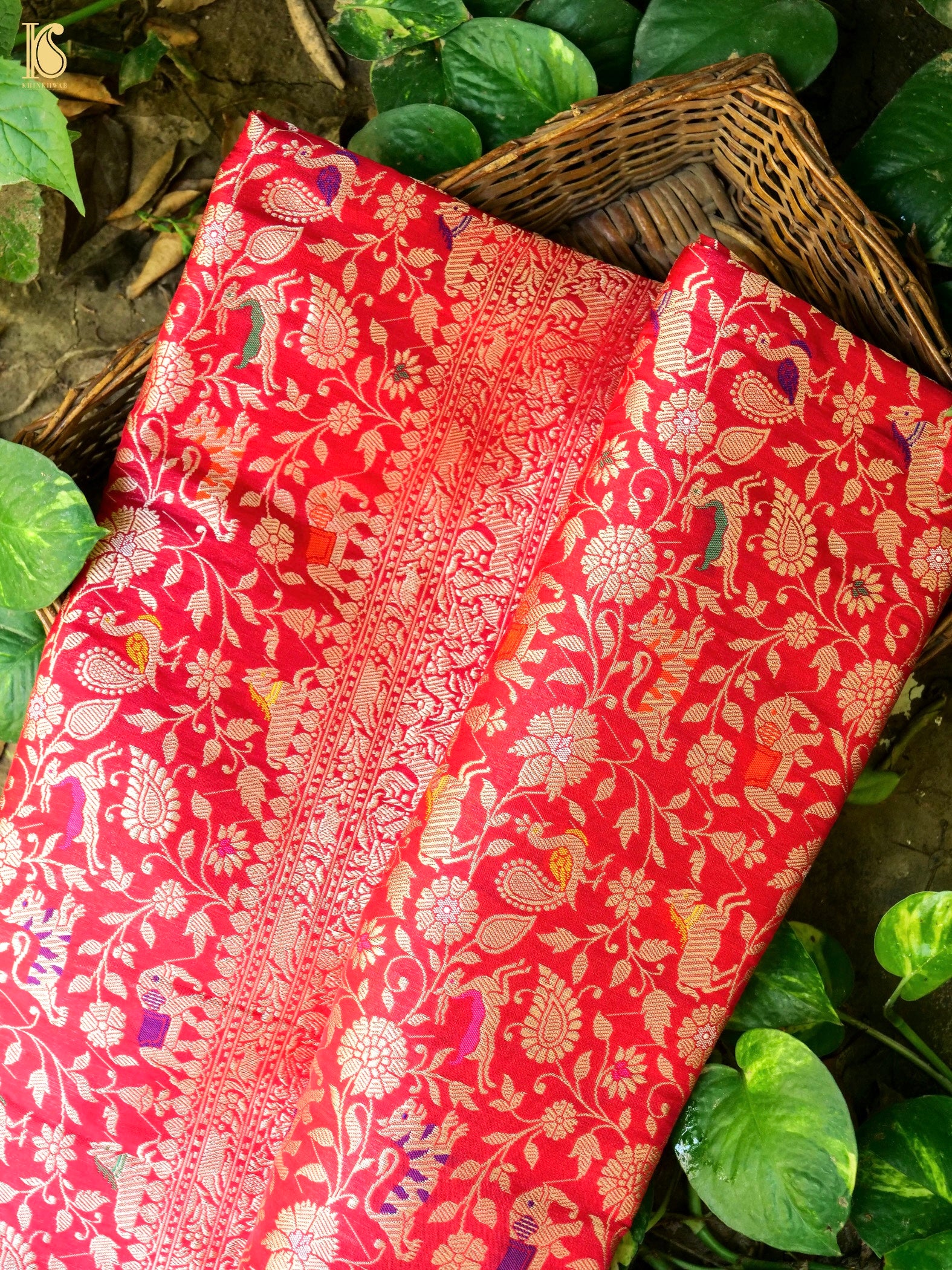 Handloom Banarasi Katan Shikargah Saree