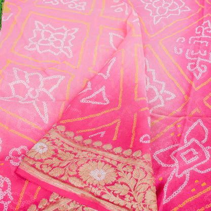 Pink Georgette Handloom Banarasi Bandhani Suit Fabric - Khinkhwab