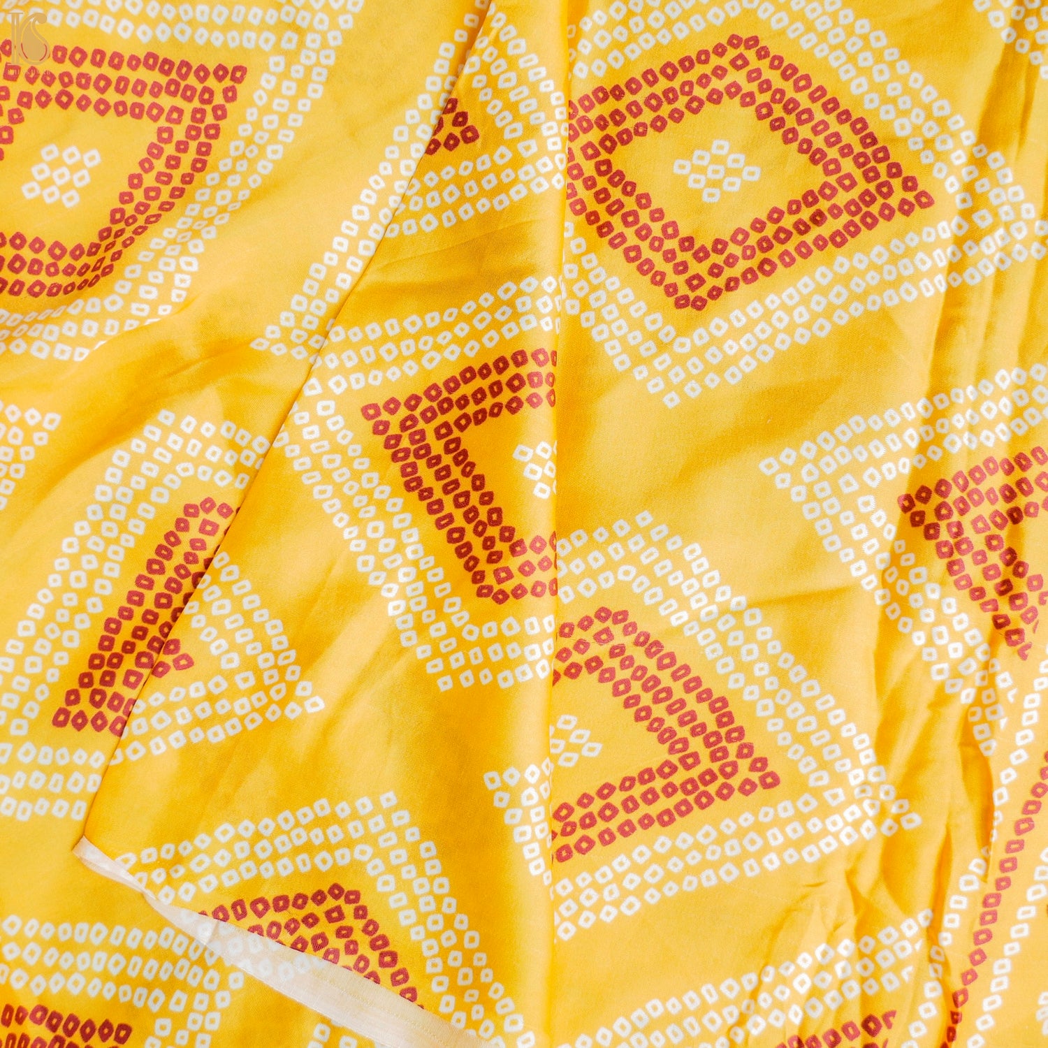 Saffron Yellow Hand Block Ajrakh Modal Silk Dupatta - Khinkhwab
