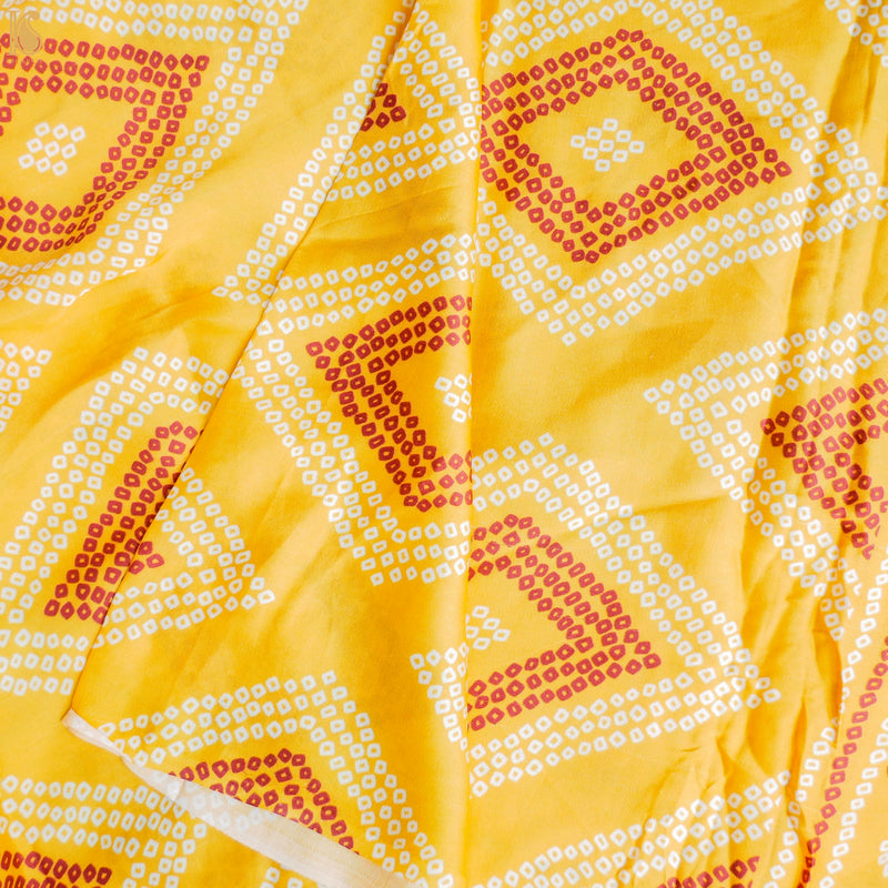 Saffron Yellow Hand Block Ajrakh Modal Silk Dupatta - Khinkhwab