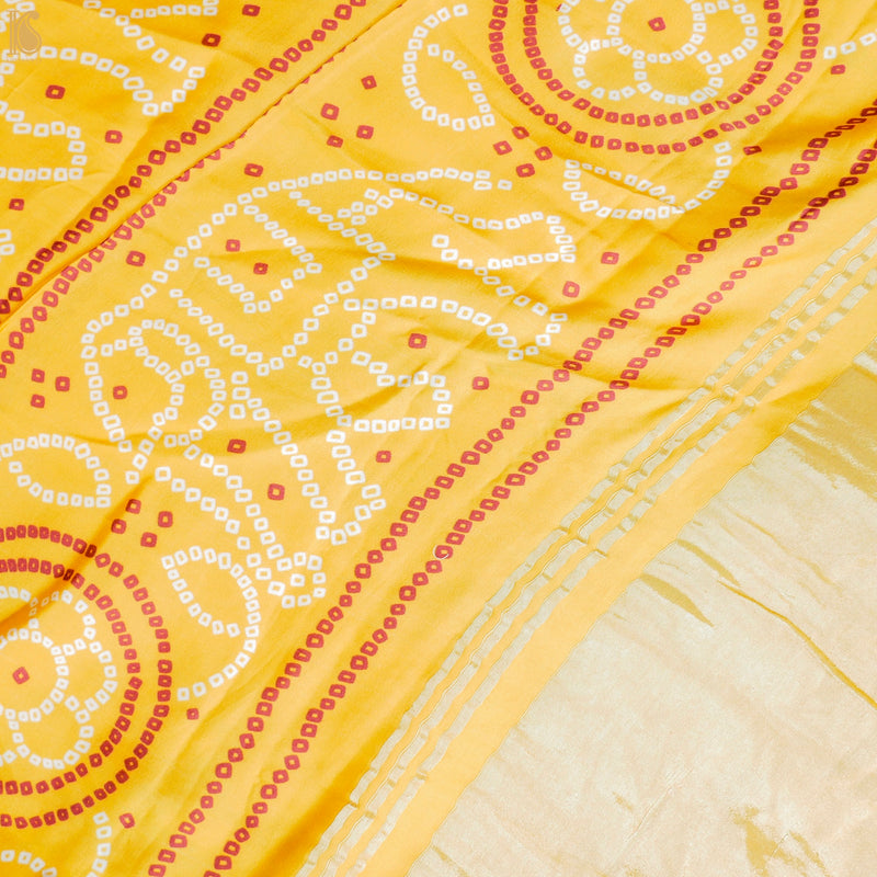 Saffron Yellow Hand Block Ajrakh Modal Silk Dupatta - Khinkhwab