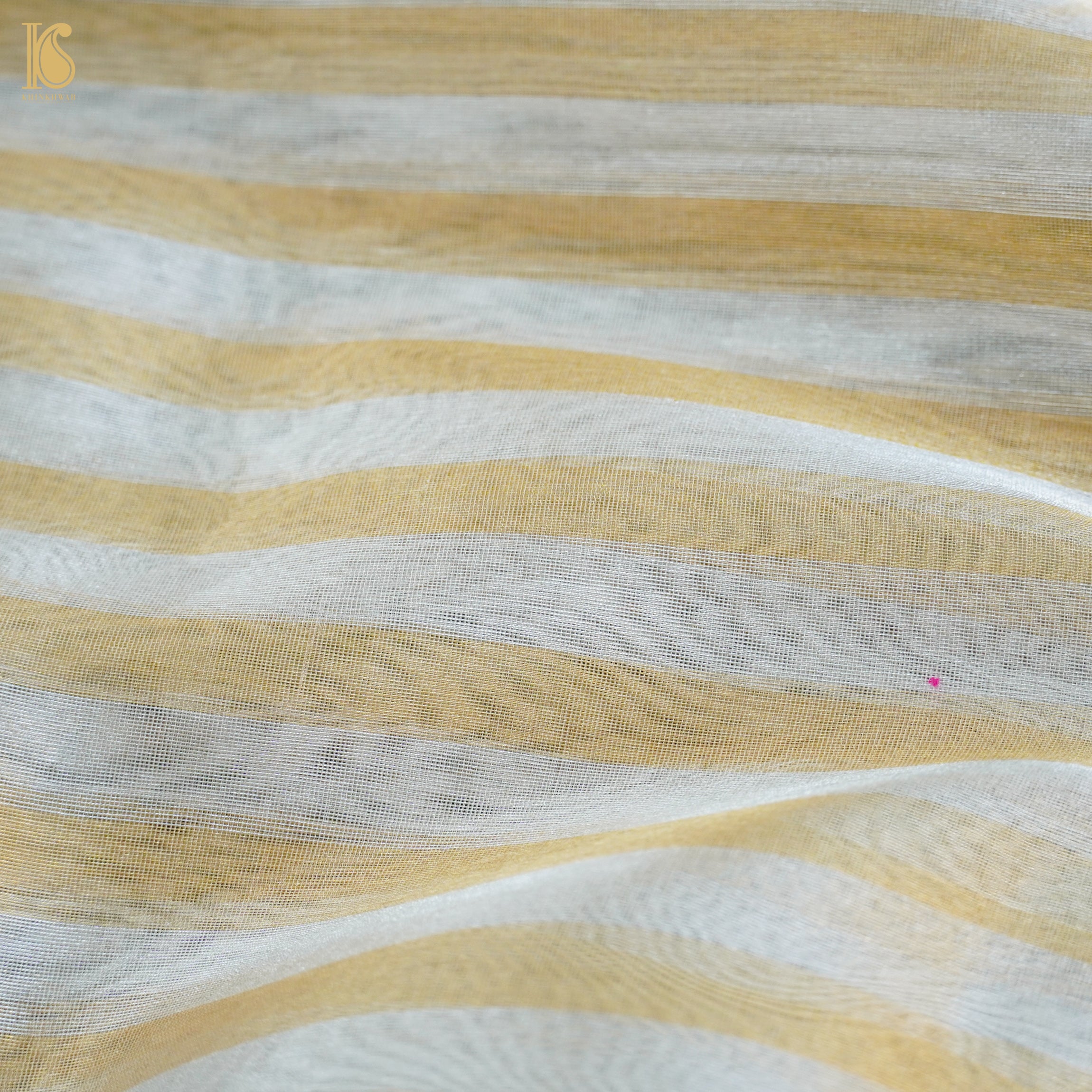 Gold Stripes Pure Tissue by Silk Fabric - Khinkhwab