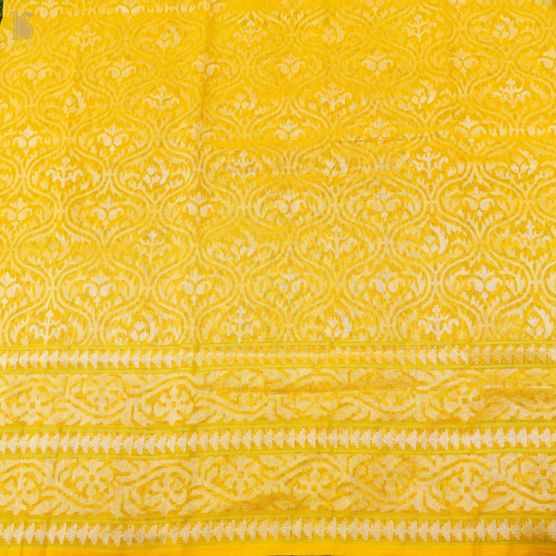 Pitambari Pure Cotton Real Silver Zari Handloom Banarasi Blouse Fabric - Khinkhwab