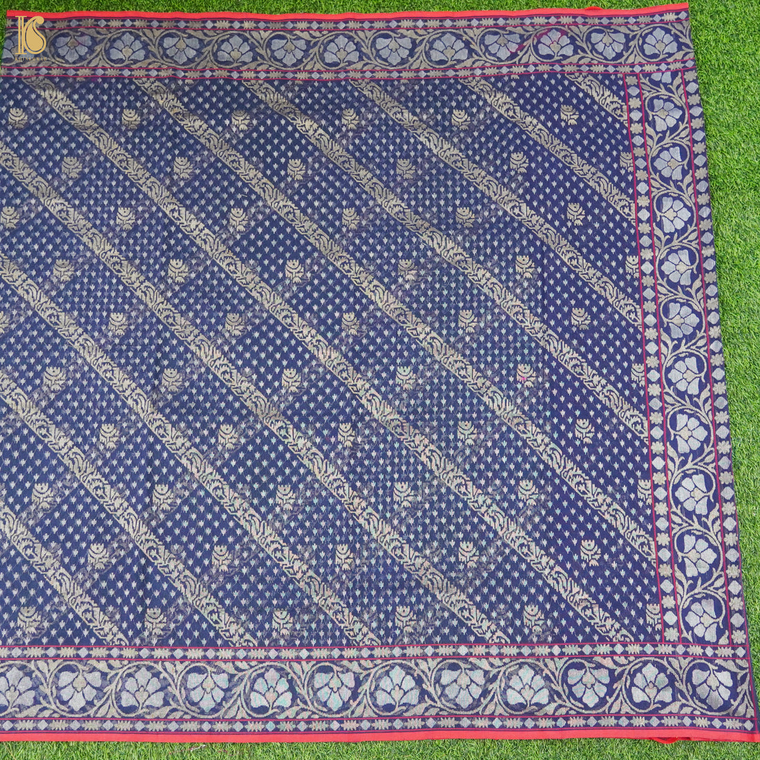 Neelambari Pure Cotton Real Silver Zari Handloom Banarasi Dupatta - Khinkhwab